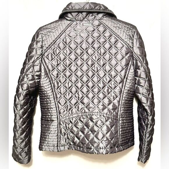 Marc New York Andrew Marc Gray Grey Silver Waffle Puffer Zip Jacket M - Picture 3 of 5